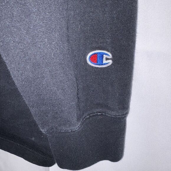 Champion Vintage Men's Size LG Black Big Logo Spell Out 90s Long Sleeve T-Shirt - Picture 5 of 9